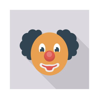 sirk palyaço düz simgesi, vektör, illüstrasyon