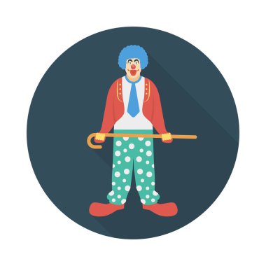 sirk palyaço düz simgesi, vektör, illüstrasyon