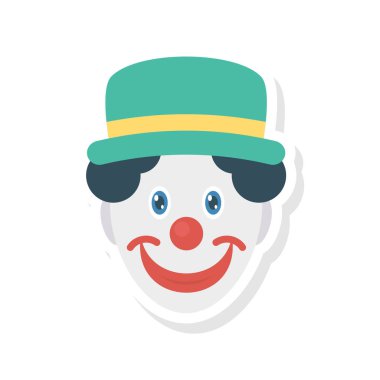 sirk palyaço düz simgesi, vektör, illüstrasyon