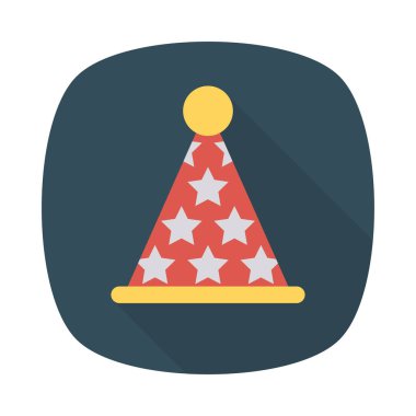 Doğum günü şapkası düz simgesi, vektör, illüstrasyon