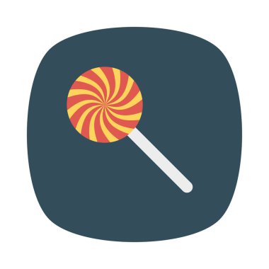 tatlı lolipop düz simgesi, vektör, illüstrasyon 