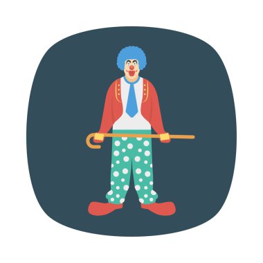 sirk palyaço düz simgesi, vektör, illüstrasyon