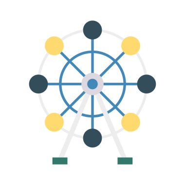 Dönme dolap düz simgesi, vektör, illüstrasyon