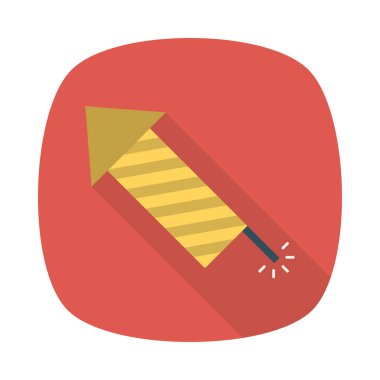 havai fişek roket düz simgesi, vektör, illüstrasyon