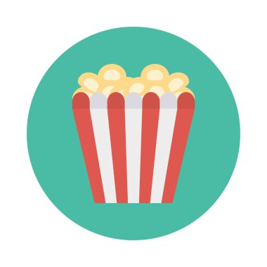 patlamış mısır düz simgesi, vektör, illüstrasyon