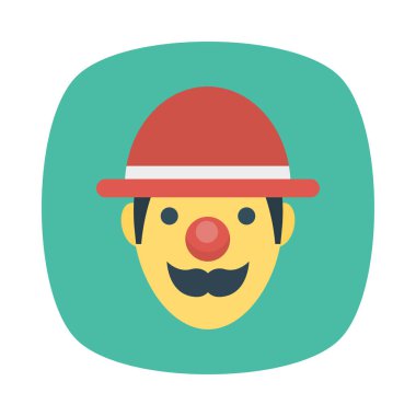 sirk palyaço düz simgesi, vektör, illüstrasyon