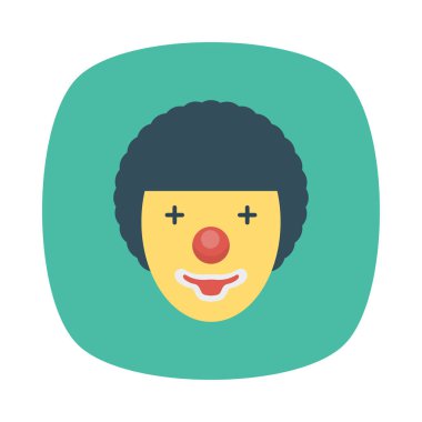 sirk palyaço düz simgesi, vektör, illüstrasyon