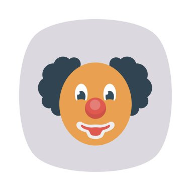 sirk palyaço düz simgesi, vektör, illüstrasyon