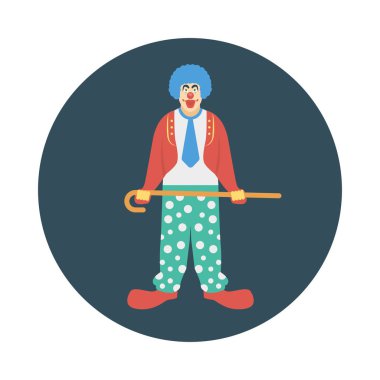 sirk palyaço düz simgesi, vektör, illüstrasyon