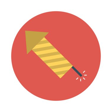 havai fişek roket düz simgesi, vektör, illüstrasyon