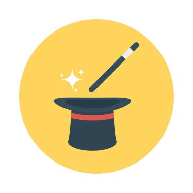 sihirli değnek düz simgesi, vektör, illüstrasyon