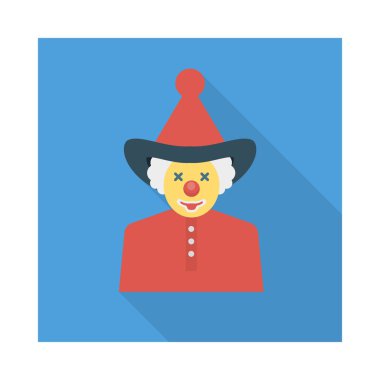 sirk palyaço düz simgesi, vektör, illüstrasyon