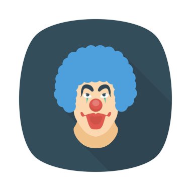 sirk palyaço düz simgesi, vektör, illüstrasyon