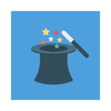 sihirli değnek düz simgesi, vektör, illüstrasyon