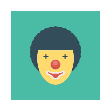 sirk palyaço düz simgesi, vektör, illüstrasyon