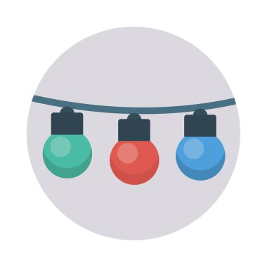 Dekoratif ampulleri düz simgesi, vektör, illüstrasyon