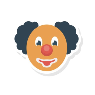 sirk palyaço düz simgesi, vektör, illüstrasyon