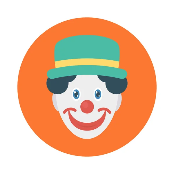 Cirque Clown Icône Plate Vecteur Illustration — Image vectorielle
