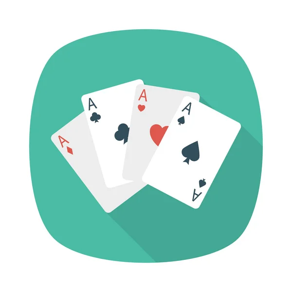 Poker Jogando Cartas Ícone Plano Vetor Ilustração — Vetor de Stock