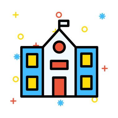 okul bayrak vektör çizim Binası 