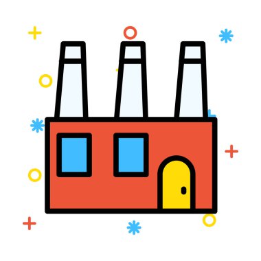 vektör çizim Bina Fabrika Sanayi 
