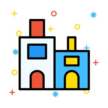 ev cephe motel vektör çizim 