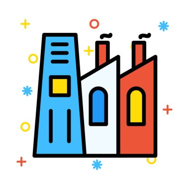 vektör çizim Bina Fabrika Sanayi 