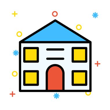 Daireli ev ev vektör çizim 