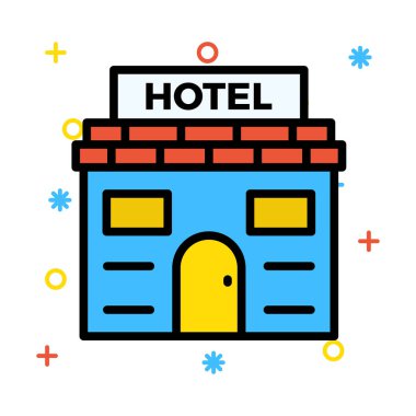 Otel Motel vektör çizim Binası 