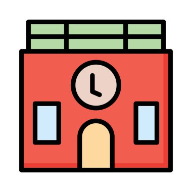 Okul saat vektör çizim Binası 