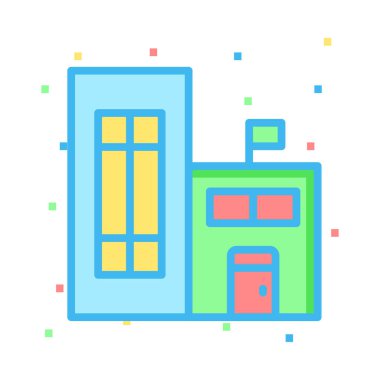 Otel vektör çizim apartman binası 