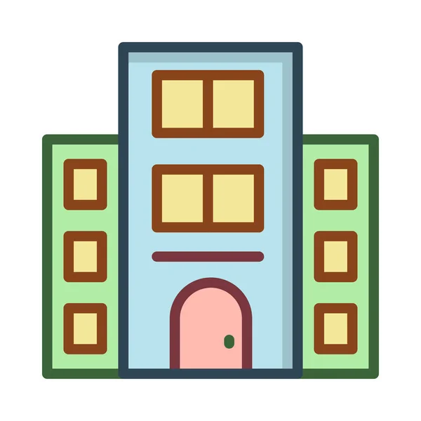 Hotel Apartment Building Vektorové Ilustrace — Stockový vektor