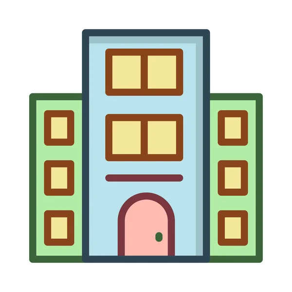 Hotel Apartamento Edificio Vector Ilustración — Vector de stock