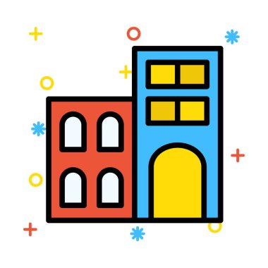 Otel, kutsal kişilerin resmi, vektör çizim Binası 