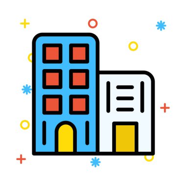 Otel, kutsal kişilerin resmi, vektör çizim Binası 