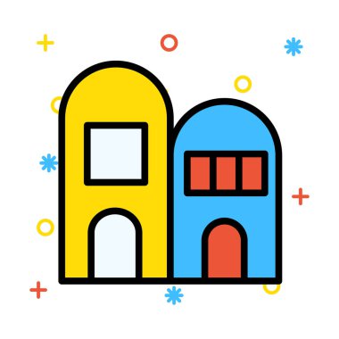 Otel, kutsal kişilerin resmi, vektör çizim Binası 