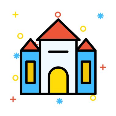 Ev, kutsal kişilerin resmi, vektör çizim inşa   