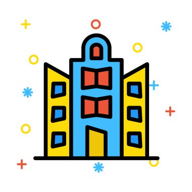 Otel, kutsal kişilerin resmi, vektör çizim Binası 