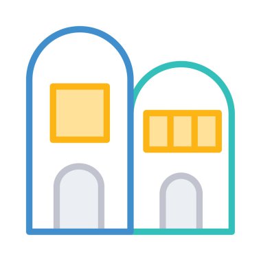 Otel, kutsal kişilerin resmi, vektör çizim Binası 