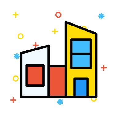 Plaza yapı konut vektör çizim 