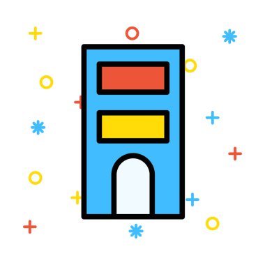 Otel, kutsal kişilerin resmi, vektör çizim Binası 