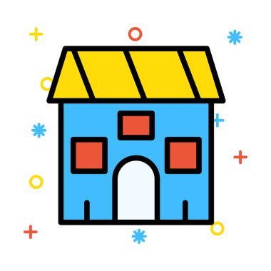 Ev, kutsal kişilerin resmi, vektör çizim inşa   