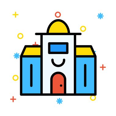 Otel, kutsal kişilerin resmi, vektör çizim Binası 