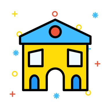 Ev, kutsal kişilerin resmi, vektör çizim inşa   