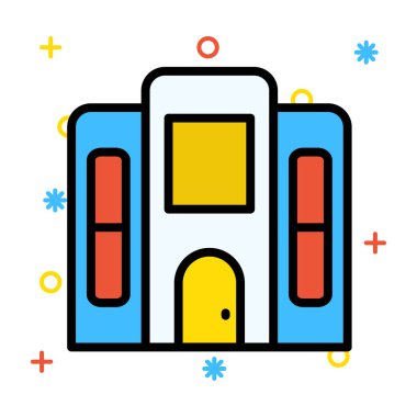 Otel, kutsal kişilerin resmi, vektör çizim Binası 