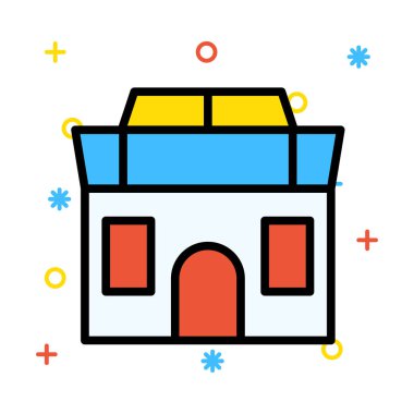 Otel, kutsal kişilerin resmi, vektör çizim Binası 