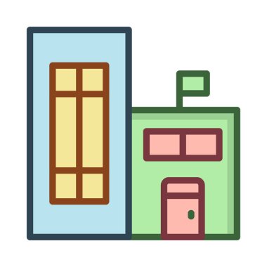 Otel, kutsal kişilerin resmi, vektör çizim Binası 