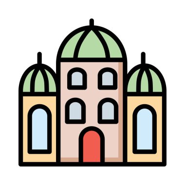 Otel, kutsal kişilerin resmi, vektör çizim Binası 