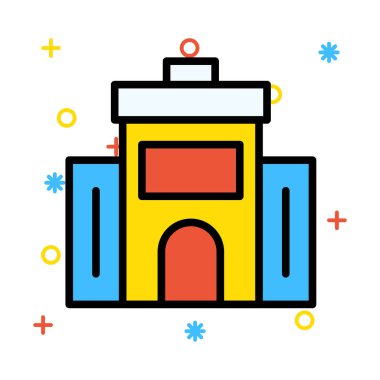 Otel, kutsal kişilerin resmi, vektör çizim Binası 