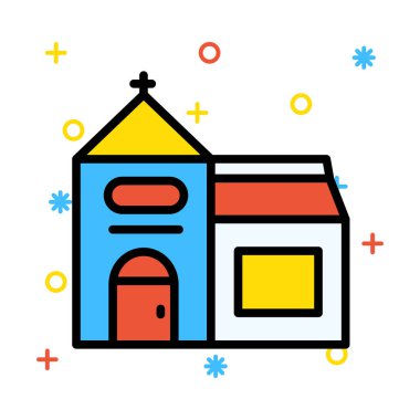 Kilise, bina simgesi. Vektör çizim 